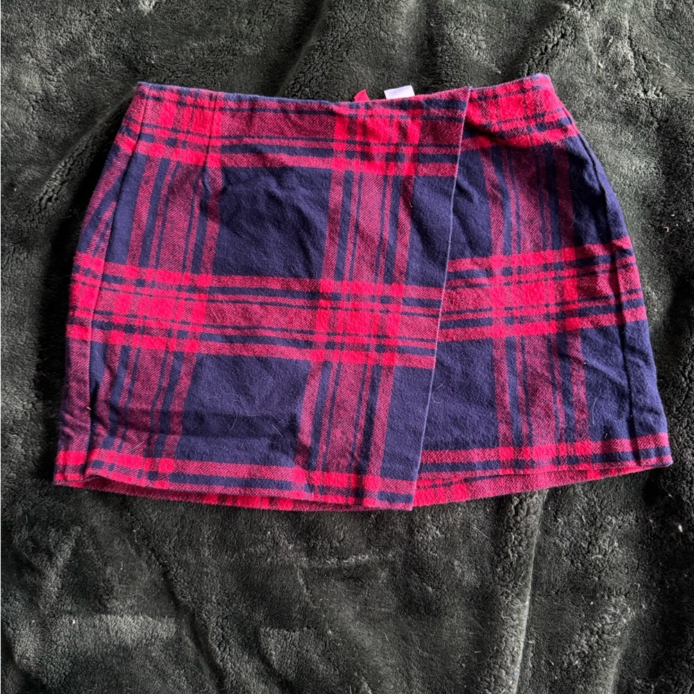 H&M Pink and Blue Plaid Mini Skirt